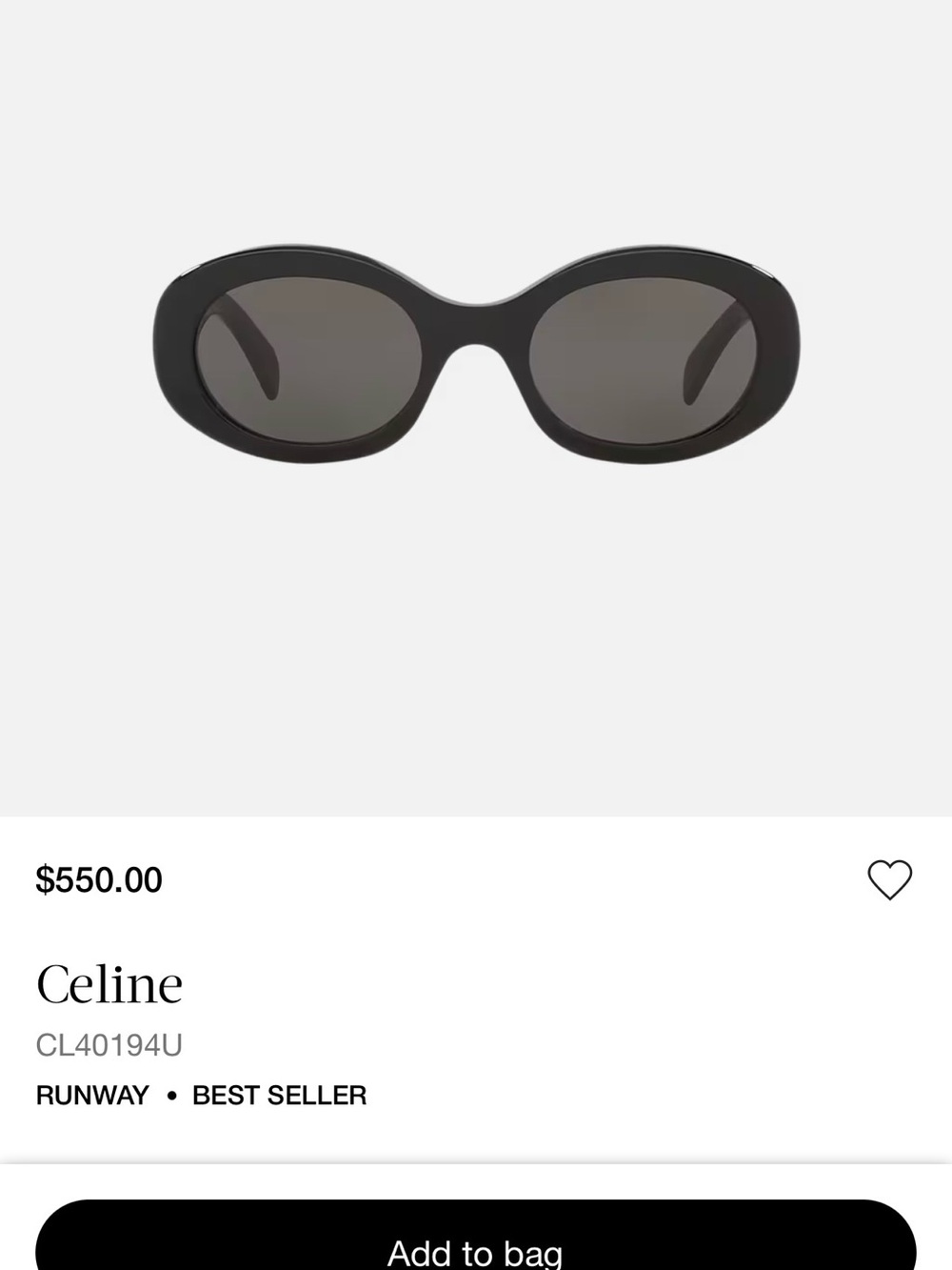 🚨FLASH SALE🚨 Celine Triomphe Oval Acetate Sunglasses - Black with Gold Logo - Picture 7 of 8